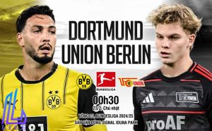 Thành tích đối đầu Bundesliga 19/12/2020 Union Berlin Union Berlin 2 - 1 Dortmund Dortmund 22/04/2021 Dortmund Dortmund 2 - 0 Union Berlin Union Berlin 19/09/2021 Dortmund Dortmund 4 - 2 Union Berlin Union Berlin 13/02/2022 Union Berlin Union Berlin 0 - 3 Dortmund Dortmund 16/10/2022 Union Berlin Union Berlin 2 - 0 Dortmund Dortmund 08/04/2023 Dortmund Dortmund 2 - 1 Union Berlin Union Berlin 07/10/2023 Dortmund Dortmund 4 - 2 Union Berlin Union Berlin 02/03/2024 Union Berlin Union Berlin 0 - 2 Dortmund Dortmund 05/10/2024 Union Berlin Union Berlin 2 - 1 Dortmund Dortmund